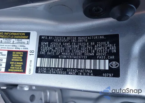 2016 Toyota Avalon Limited z USA, uszkodzony, nr VIN 4T1BK1EB7GU237733